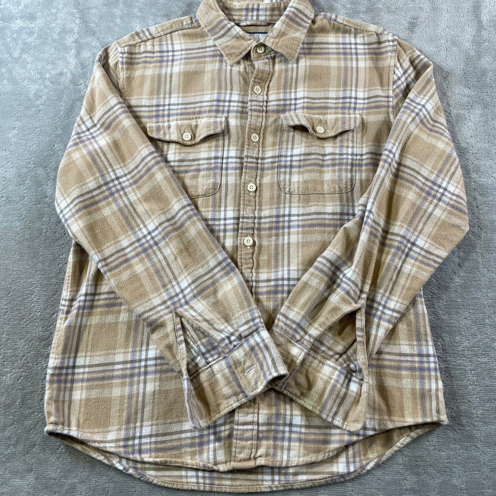 American Eagle Super Soft Flannel Shirt Mens Medium Brown Plaid Button Fall